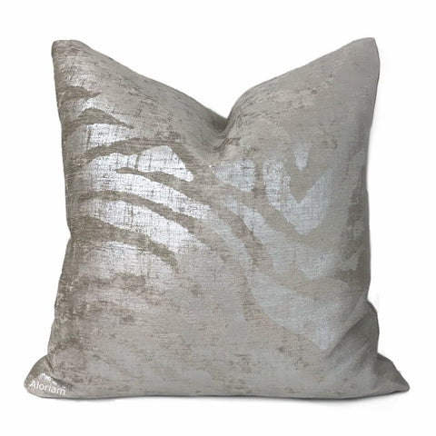 Electra Silver Taupe Tiger Stripe Chenille Pillow Cover - Aloriam