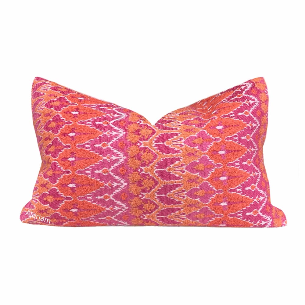 Ensenada Fuchsia Pink Orange Colorful Boho Pillow Fits 12x18 insert (11.5x17 cover) / Pattern front