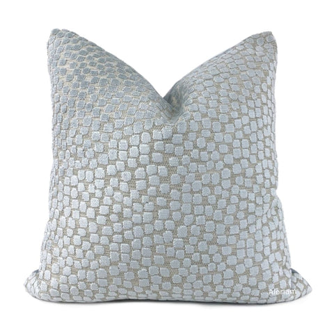 Flurries Seaspray Pale Blue Cut Velvet Dots Pillow Cover - Aloriam