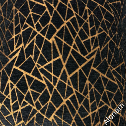 Fractal Black Copper Modern Geometric Chenille Pillow Cover - Aloriam