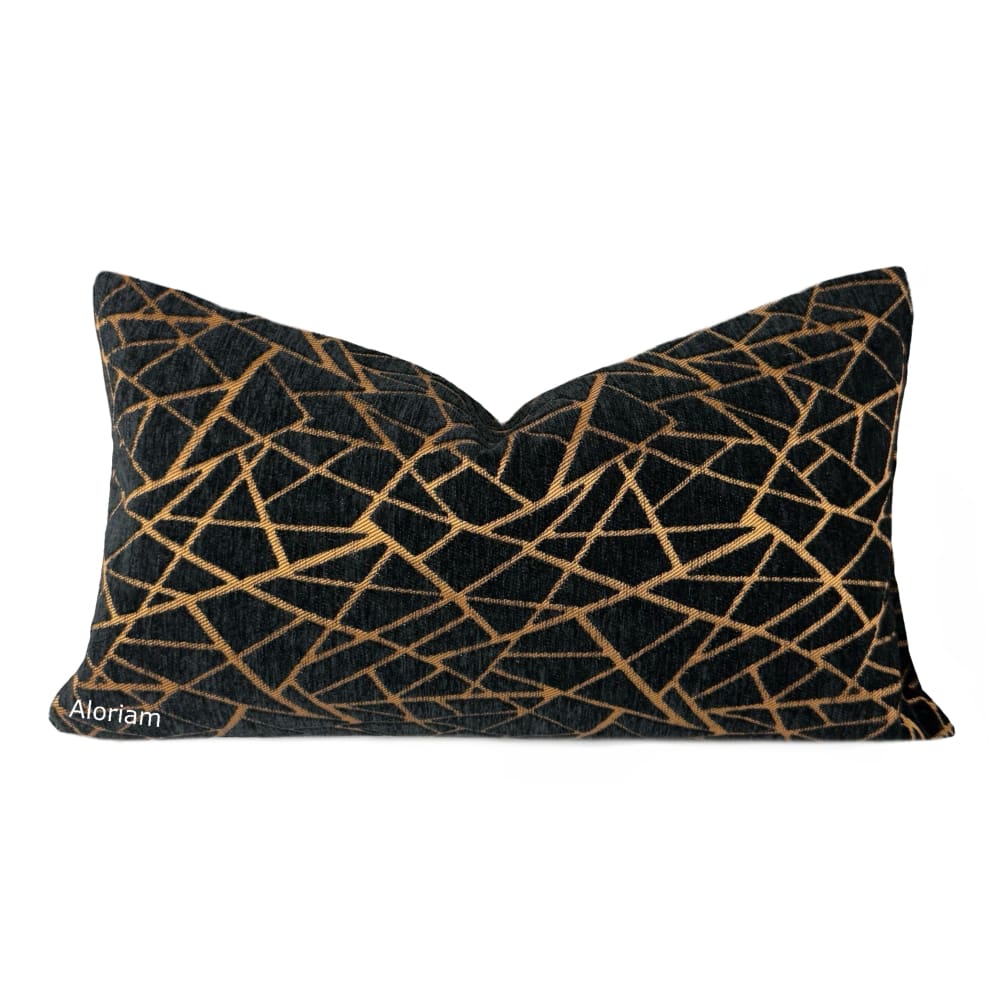 Fractal Black Copper Modern Geometric Chenille Pillow Cover - Aloriam