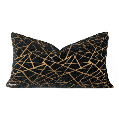 Fractal Black Copper Modern Geometric Chenille Pillow Cover - Aloriam