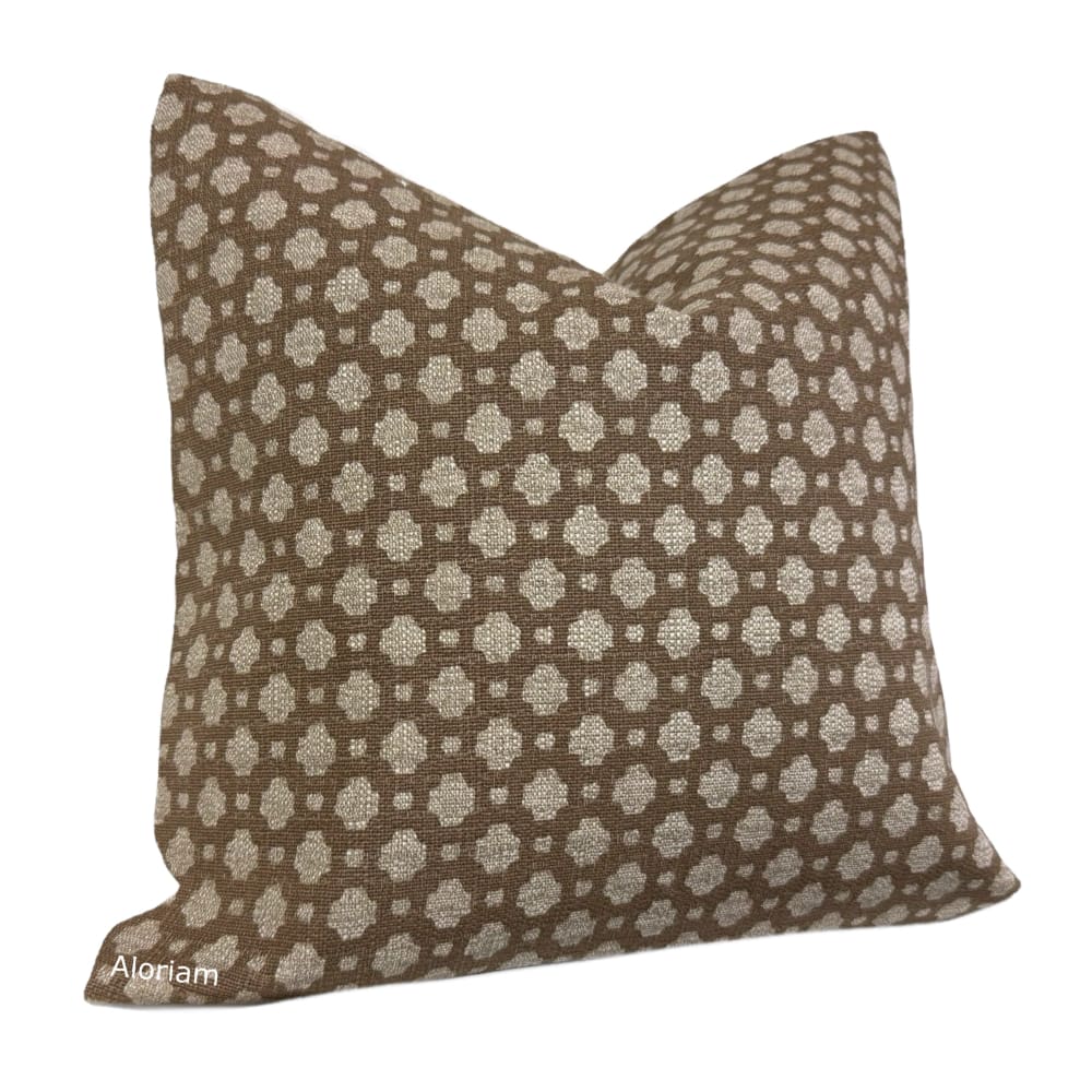 Jenny Mocha Brown Geometric Checks Pillow Cover (Made from Lacefield Designs fabric) - Aloriam