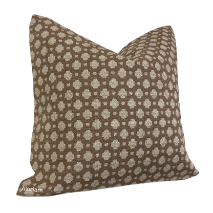 Jenny Mocha Brown Geometric Checks Pillow Cover (Made from Lacefield Designs fabric) - Aloriam