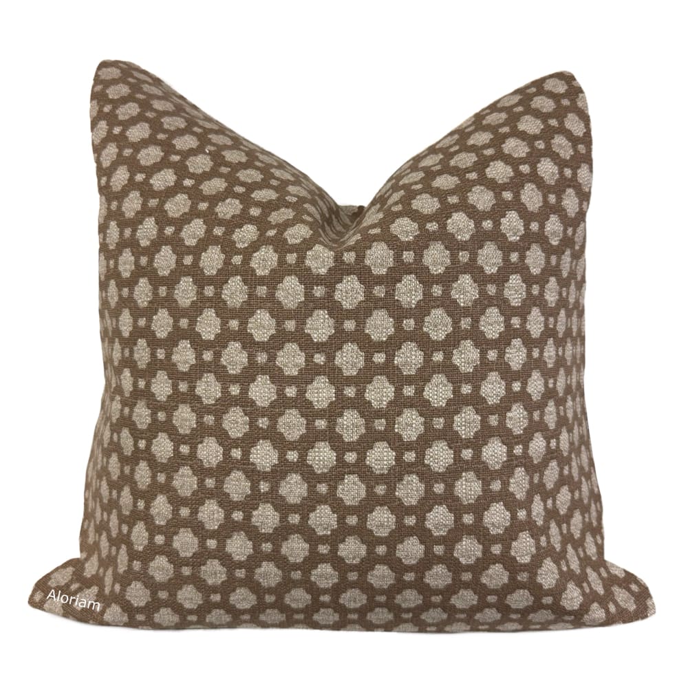 Jenny Mocha Brown Geometric Checks Pillow Cover (Made from Lacefield Designs fabric) - Aloriam