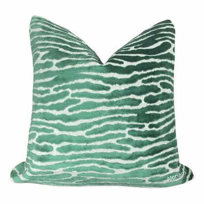 Jocelyn Jade Green Wavy Cut Velvet Pillow Cover – Aloriam