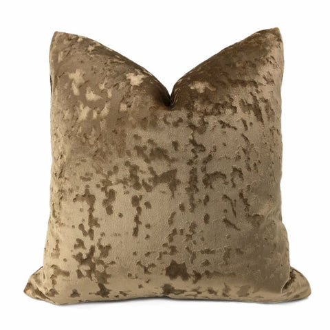 Kael I Sable Brown Abstract Distressed Tonal Velvet Pillow Cover - Aloriam