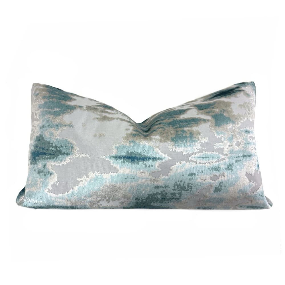 Kodiak I Green Teal Aqua Abstract Velvet Pillow Cover - Aloriam