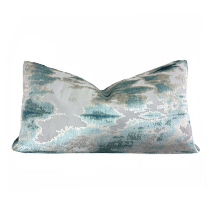 Kodiak I Green Teal Aqua Abstract Velvet Pillow Cover - Aloriam