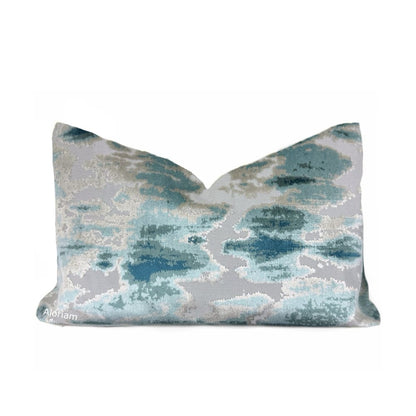 Kodiak I Green Teal Aqua Abstract Velvet Pillow Cover - Aloriam