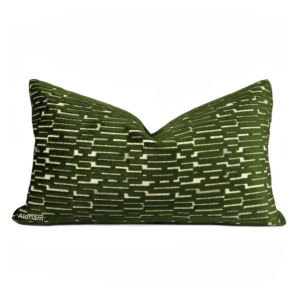 Lincoln Moss Green Geometric Velvet Pillow Cover – Aloriam