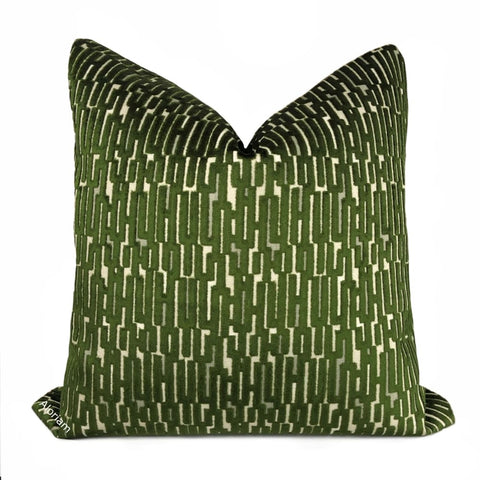 Lincoln Moss Green Geometric Velvet Pillow Cover - Aloriam