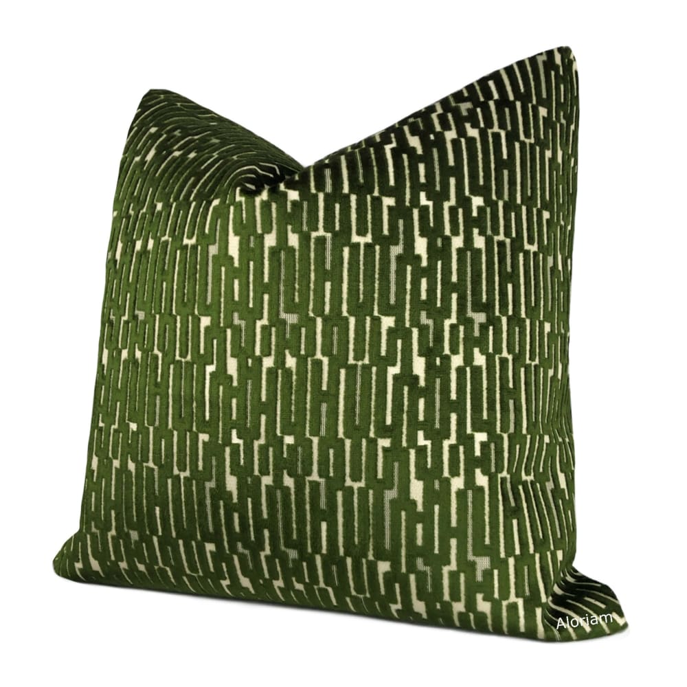Lincoln Moss Green Geometric Velvet Pillow Cover – Aloriam