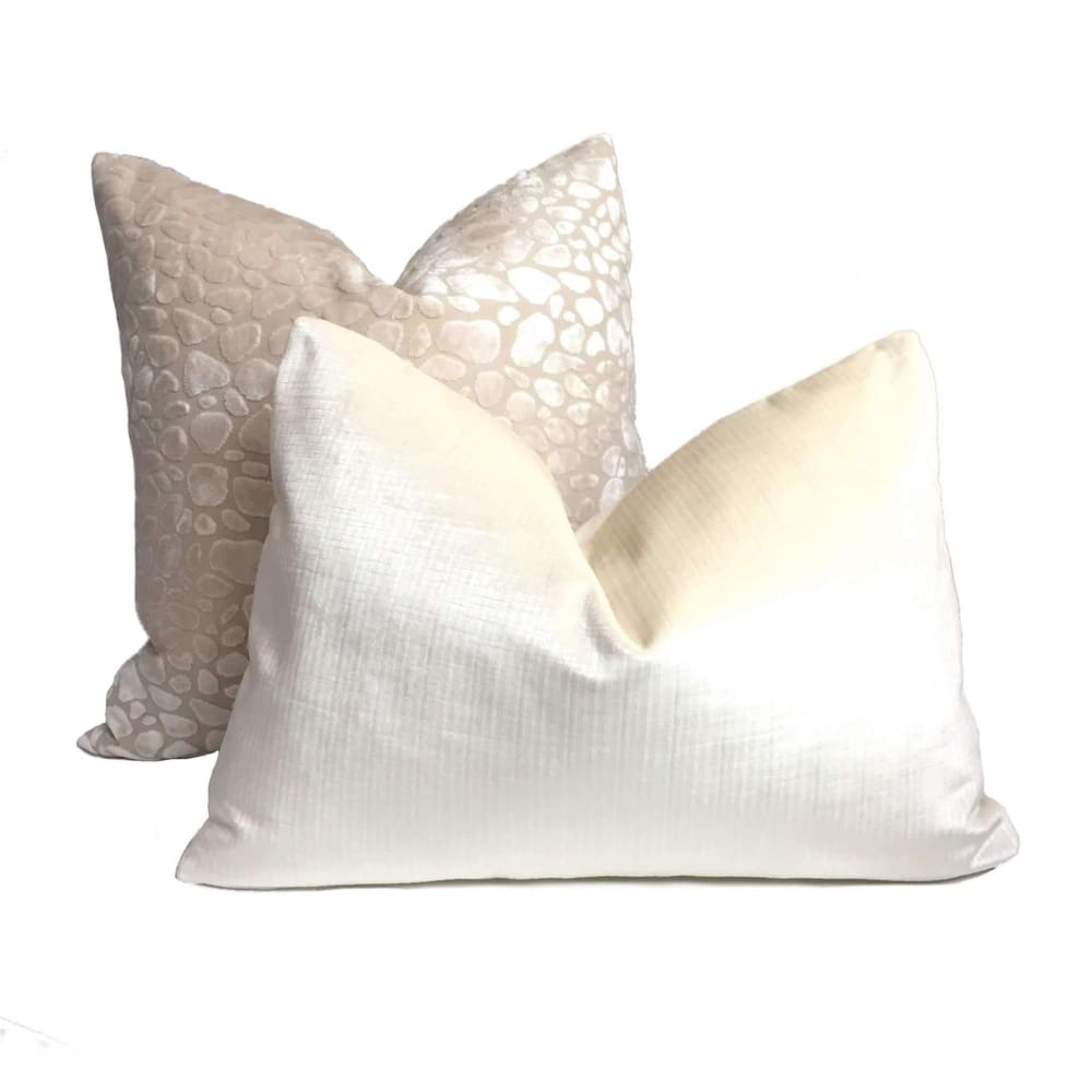 Malindi Cream Modern Animal Pebble Spot Velvet Lumbar Pillow 12x18 12x20 12x24 14x20 16x26ot Velvet