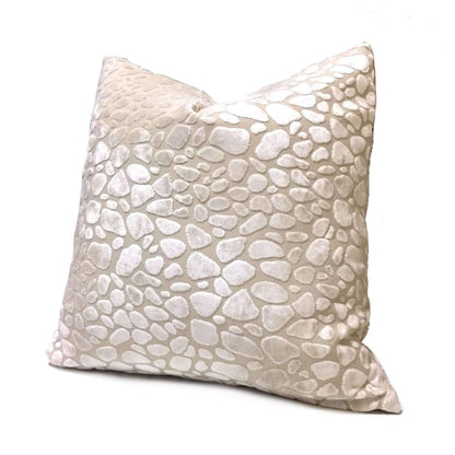 Malindi Cream Modern Animal Pebble Spot Velvet Throw Pillow Cushion 16x16 18x18 20x20 22x22