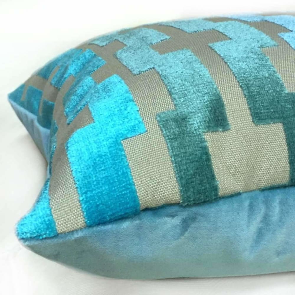 Cushion Cover Velvet Turquoise Pillow Marlow Aqua Turquoise Blue