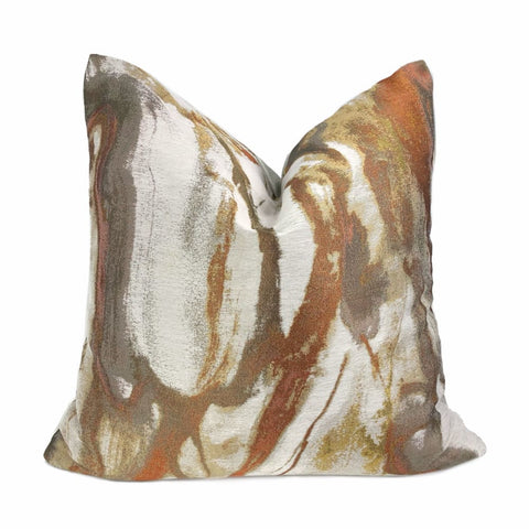 Miravel Copper Gold Brown Abstract Pillow Cover - Aloriam
