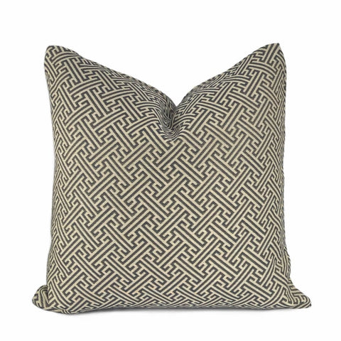 Naxos Dark Brown Beige Greek Key Pillow Cover (Fabric by the Yard available) - Aloriam