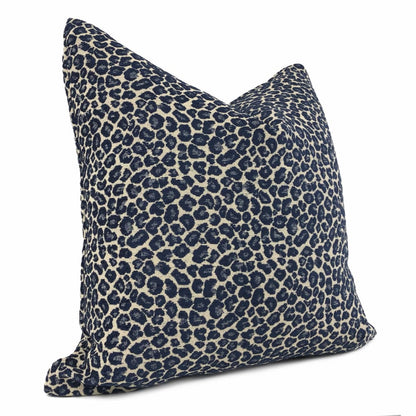 Niobe Navy Blue Leopard Spots Chenille Pillow Cover - Aloriam