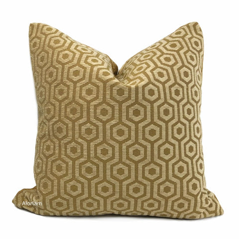 Pascal Honey Brown Hexagon Lattice Chenille Pillow Cover - Aloriam