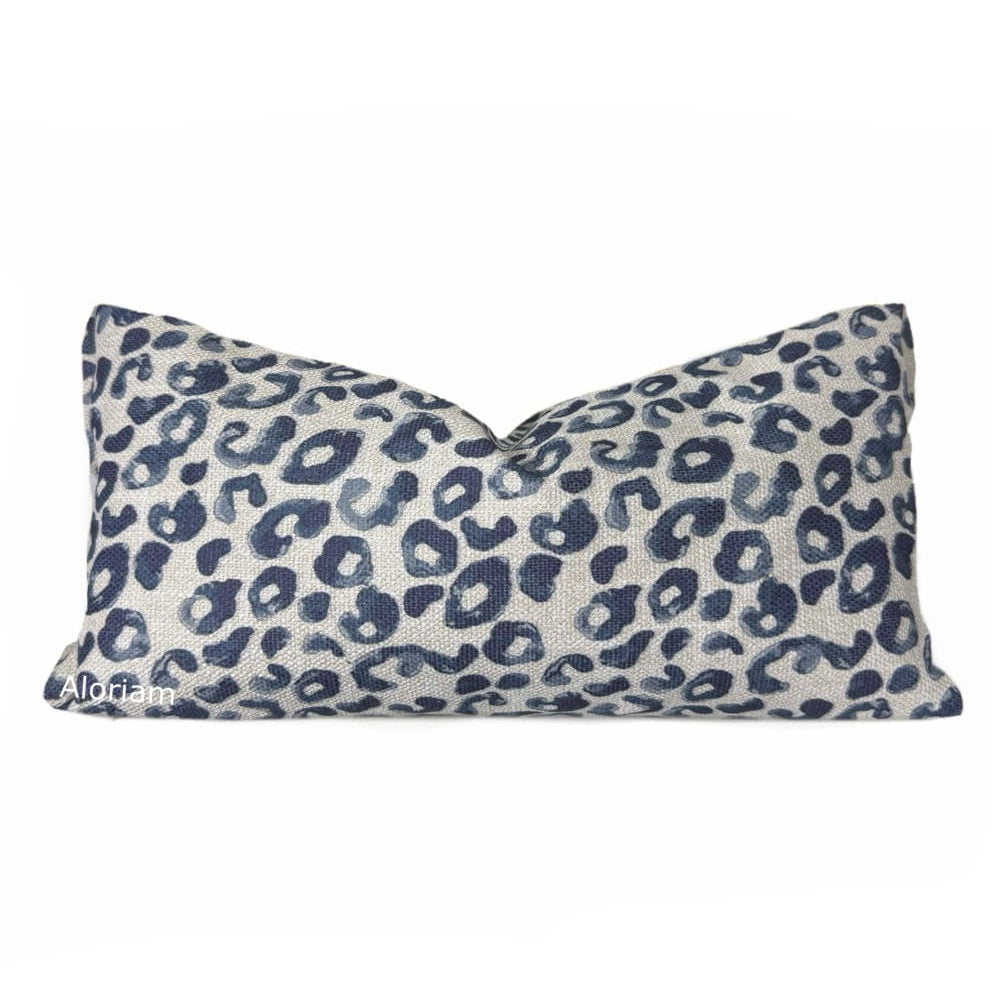 Rex Navy Blue Leopard Print Pillow Cover - Aloriam