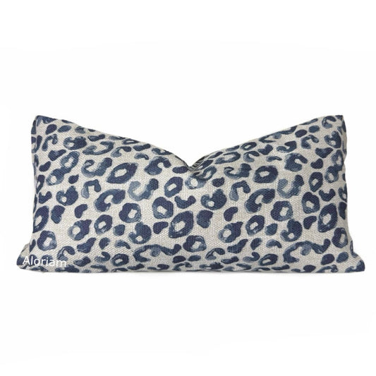 Rex Navy Blue Leopard Print Pillow Cover - Aloriam