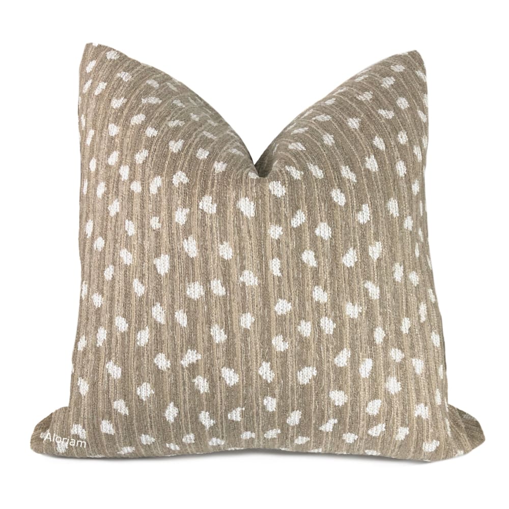 Riley Beige Brown Cream Dots Pillow Cover - Aloriam
