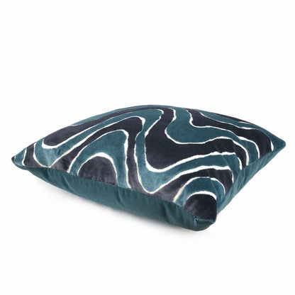 Robert Allen Lush Wave Batik Blue Teal Italian Cut Velvet Pillow Cover - Aloriam