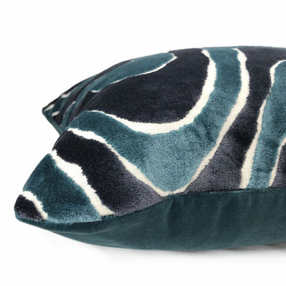 Robert Allen Lush Wave Batik Blue Teal Italian Cut Velvet Pillow Cover - Aloriam