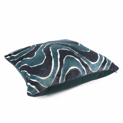 Robert Allen Lush Wave Batik Blue Teal Italian Cut Velvet Pillow Cover - Aloriam