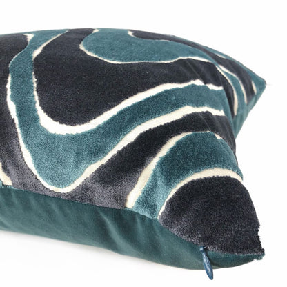 Robert Allen Lush Wave Batik Blue Teal Italian Cut Velvet Pillow Cover - Aloriam