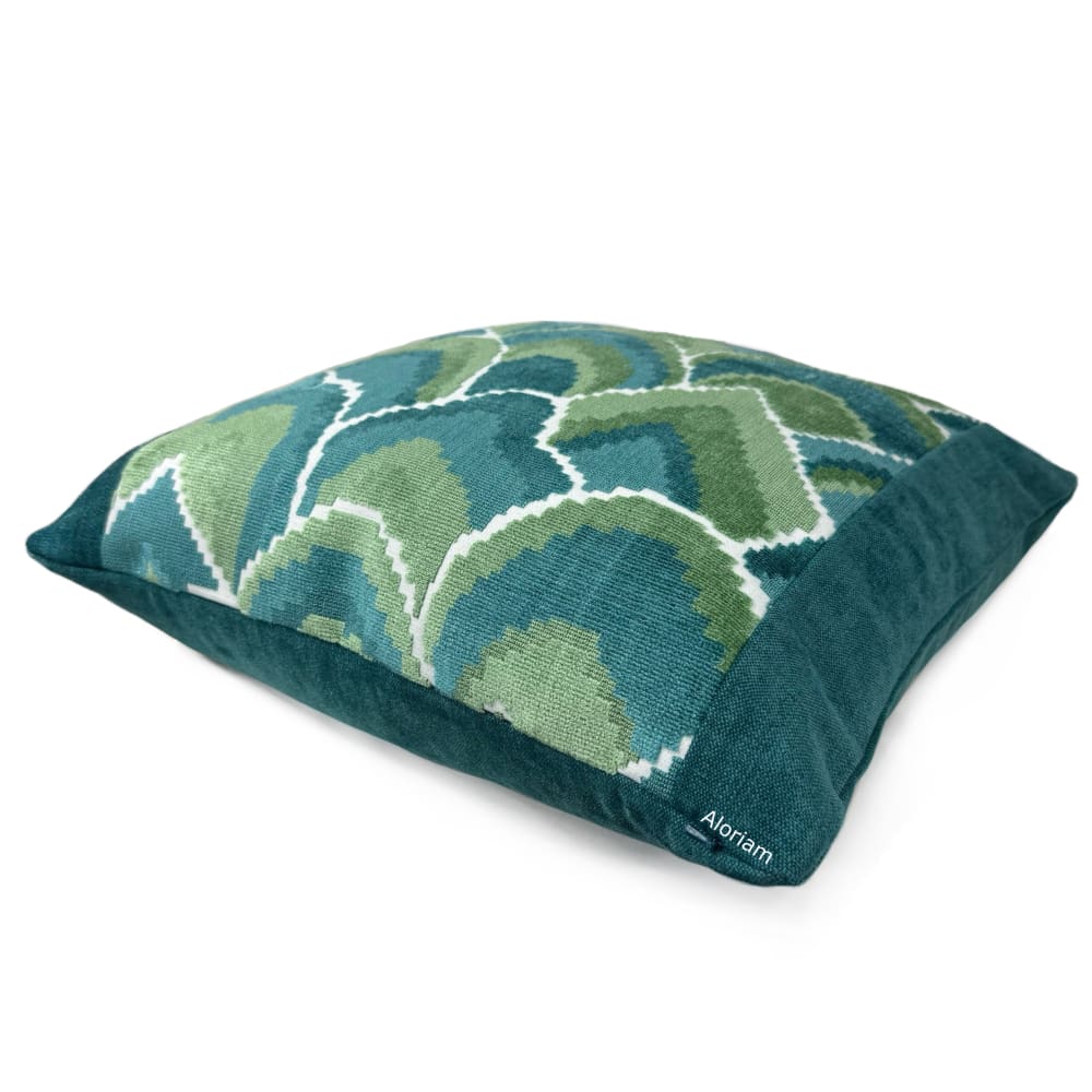 Robert Allen Madcap Cottage Cloud Club Marrakech Green Teal Velvet Panel Pillow Cover - Aloriam