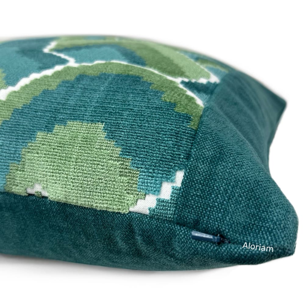 Robert Allen Madcap Cottage Cloud Club Marrakech Green Teal Velvet Panel Pillow Cover - Aloriam