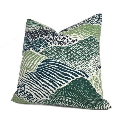 Robert Allen Madcap Cottage Windsor Park Palm Green White Pillow Cover by Aloriam