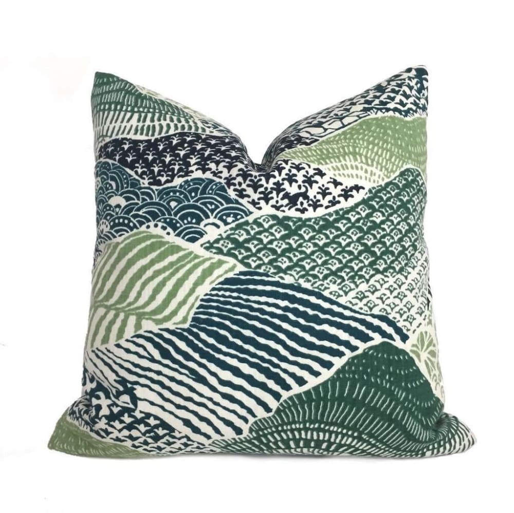 Robert Allen Madcap Cottage Windsor Park Palm Green White Pillow Cover by Aloriam