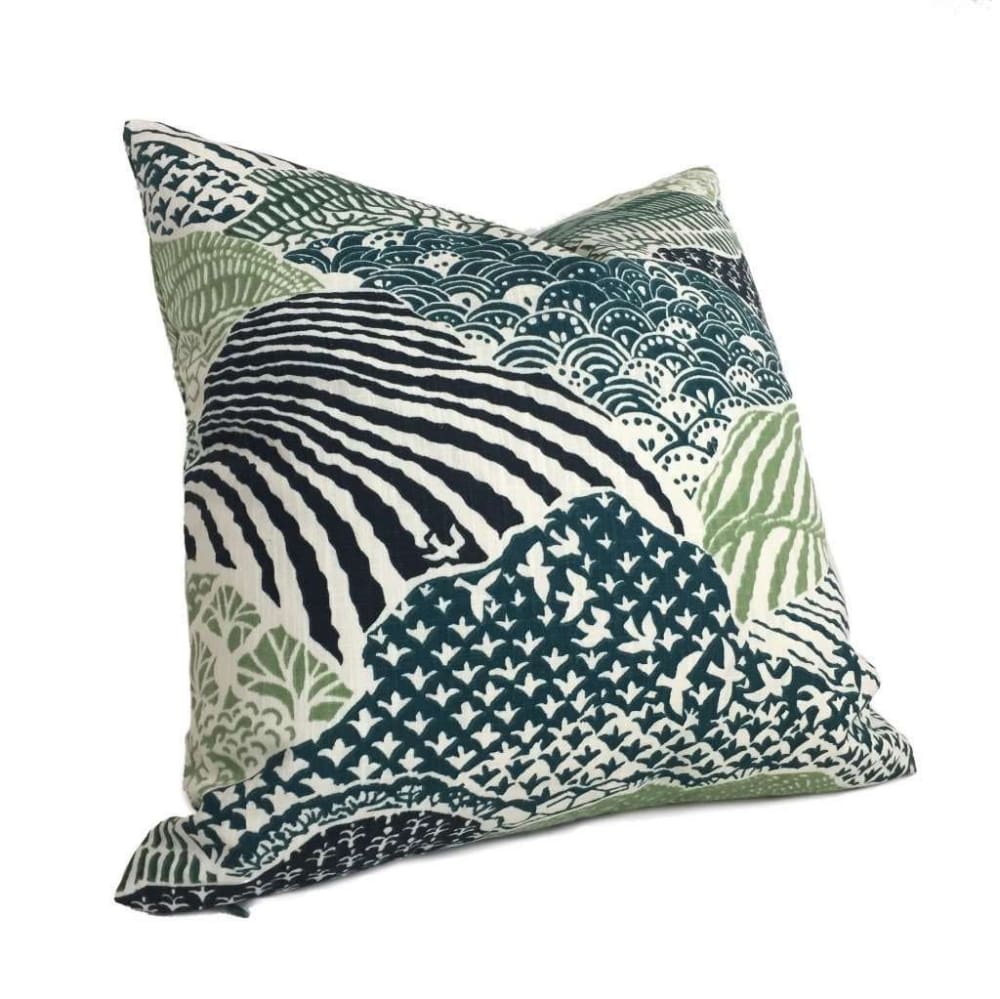 Robert Allen Madcap Cottage Windsor Park Palm Green White Pillow Cover by Aloriam