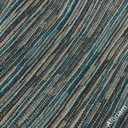 Rylo Teal Aqua Brown Strie Chenille Pillow Cover - Aloriam