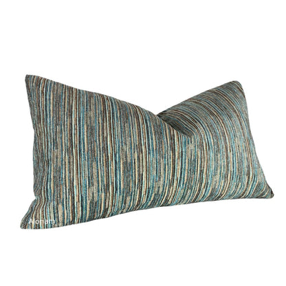 Rylo Teal Aqua Brown Strie Chenille Pillow Cover - Aloriam