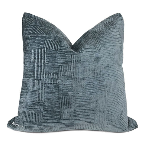 Samuel Indigo Blue Crosshatch Textured Chenille Pillow Cover - Aloriam
