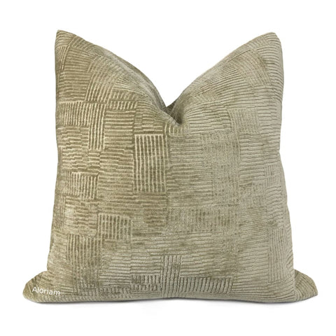 Samuel Khaki Crosshatch Textured Chenille Pillow Cover - Aloriam