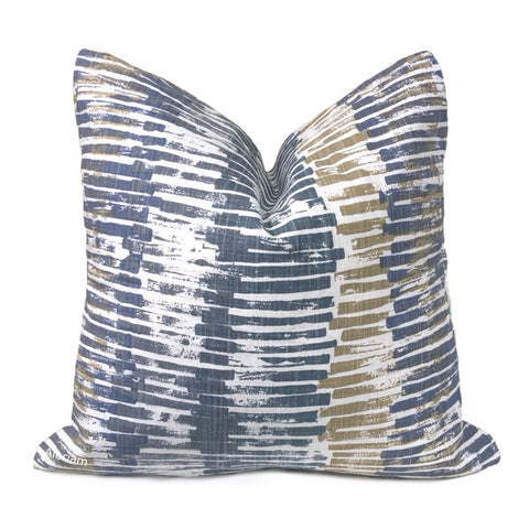 Santa Cruz Blue Brown White Stripes Pillow Cover - Aloriam