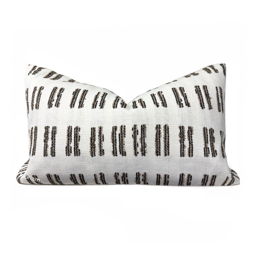 Stewart White Brown Textured Stripe Pillow Cover (Performance fabric) - Aloriam