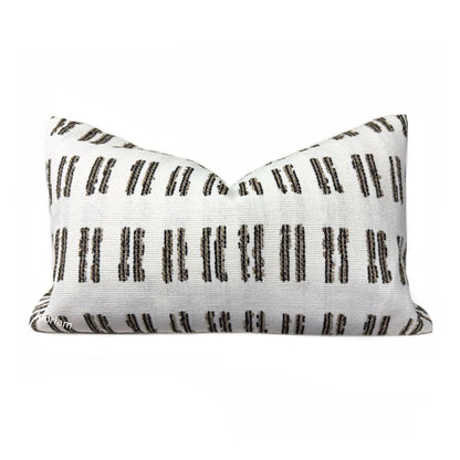 Stewart White Brown Textured Stripe Pillow Cover (Performance fabric) - Aloriam