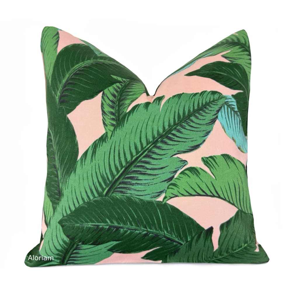 Tommy Bahama Pink Green Swaying Palm Leaves Indoor Outdoor Pillow Cover - Aloriam