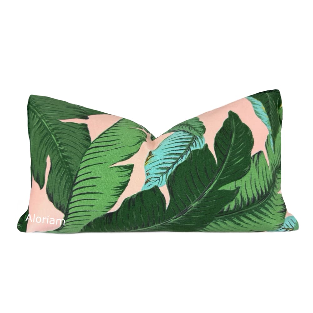 Tommy Bahama Pink Green Swaying Palm Leaves Indoor Outdoor Pillow Cover - Aloriam
