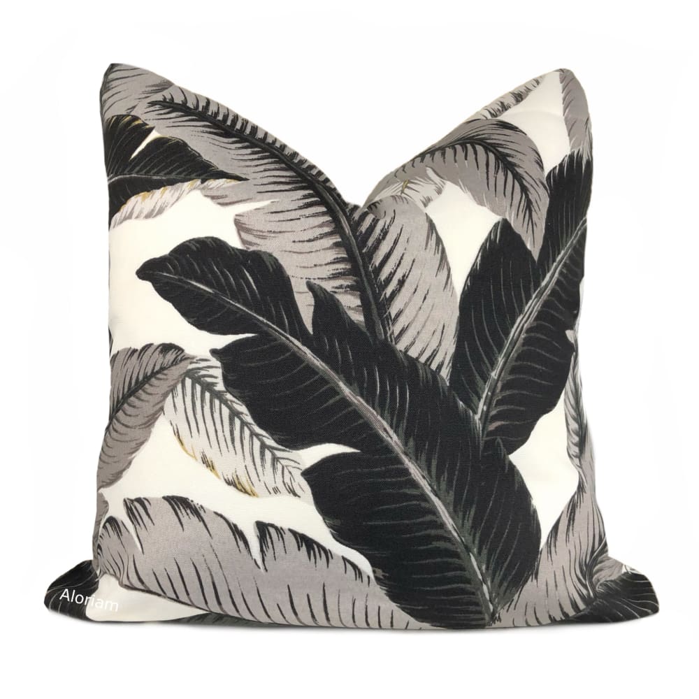 Tommy Bahama Swaying Palm Leaves Black Gray White Indoor Outdoor Pillow Cover - Aloriam