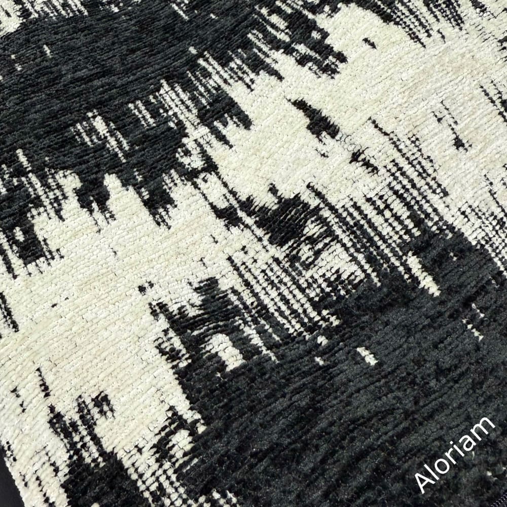Ziggy Black Cream Jagged Stripes Chenille Pillow Cover - Aloriam
