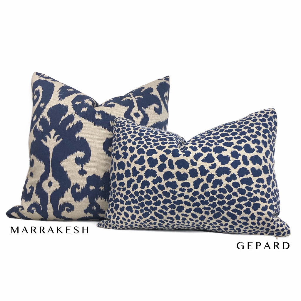 Dark Blue Leopard Throw Pillow, Navy Animal Print