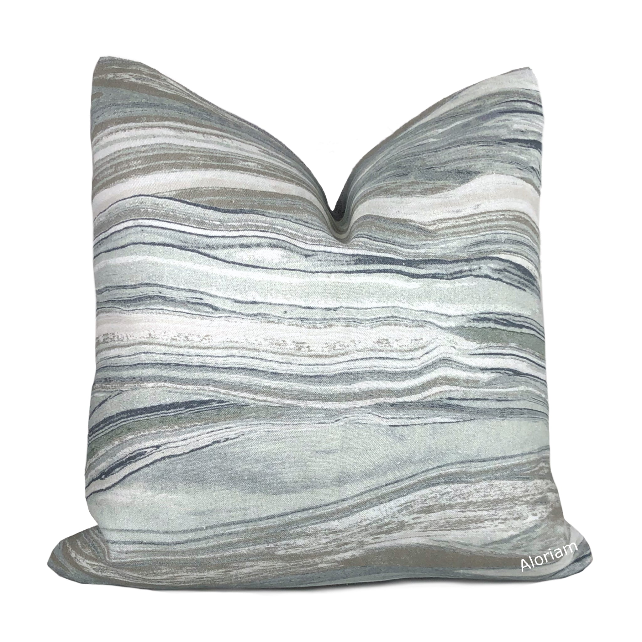 Kravet Couture Envisioned Abstract Greystone Swirled Marble Stripes  Geology Pattern Pillow Cover