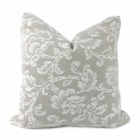 Rhiannon Greige Floral Chenille Pillow Cover